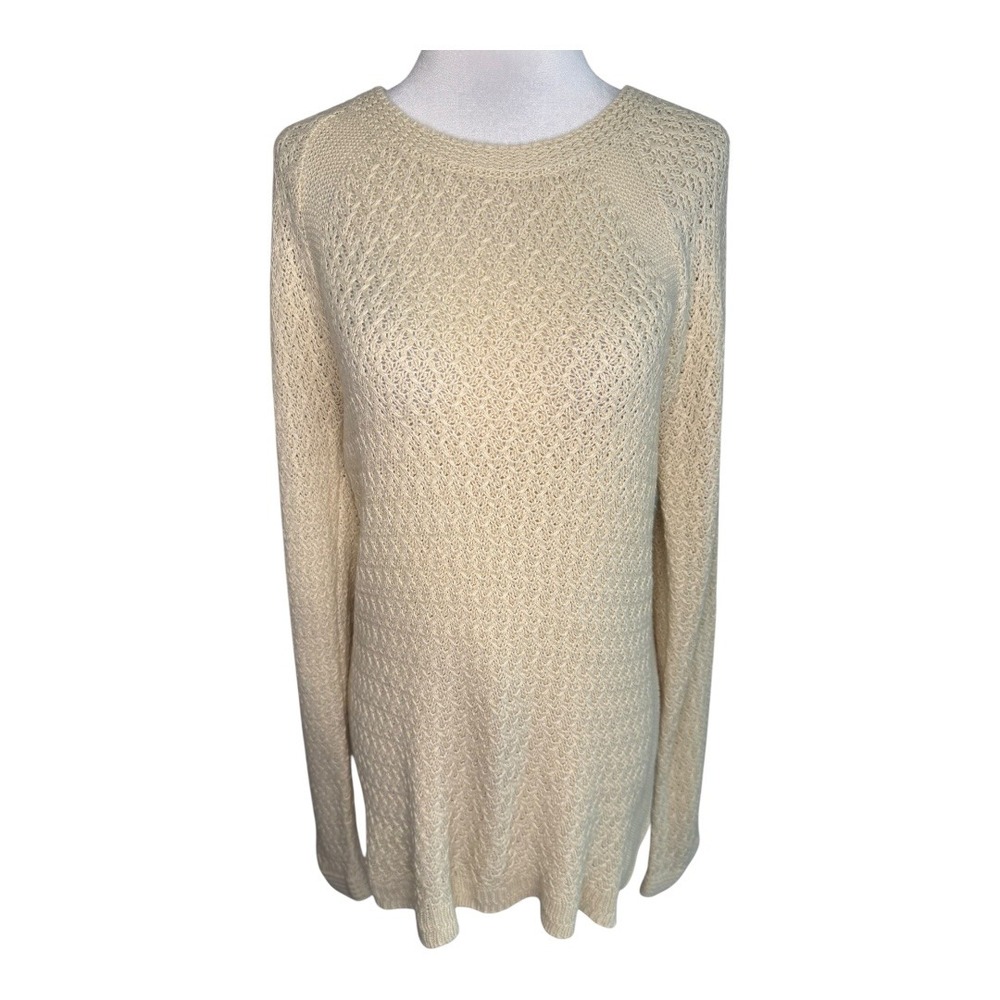 Jones New‎ York Signature Cream Knit Sweater Long Sleeve Relaxed Fit Large